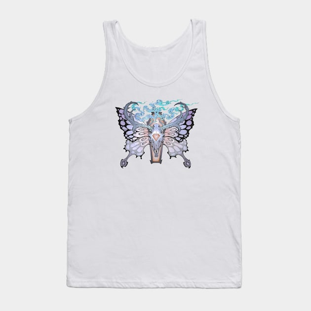 Deer Skull with Butterfly Wings Tank Top by Joby Dorr